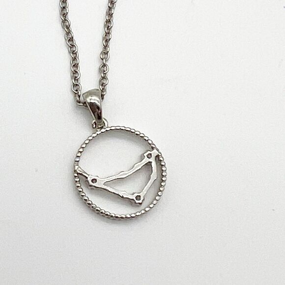 Capricorn Constellation Zodiac Silver Tone CZ Pendant Charm Dainty Necklace 16” - Picture 5 of 6